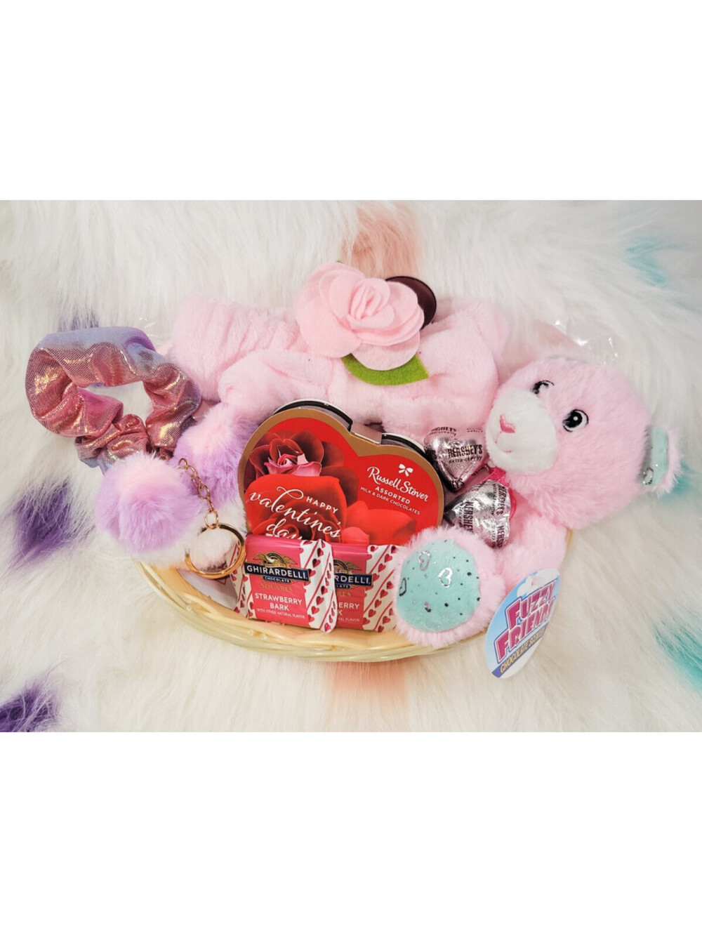 Valentines Day Gift Basket for Women Teens with Plush Toy